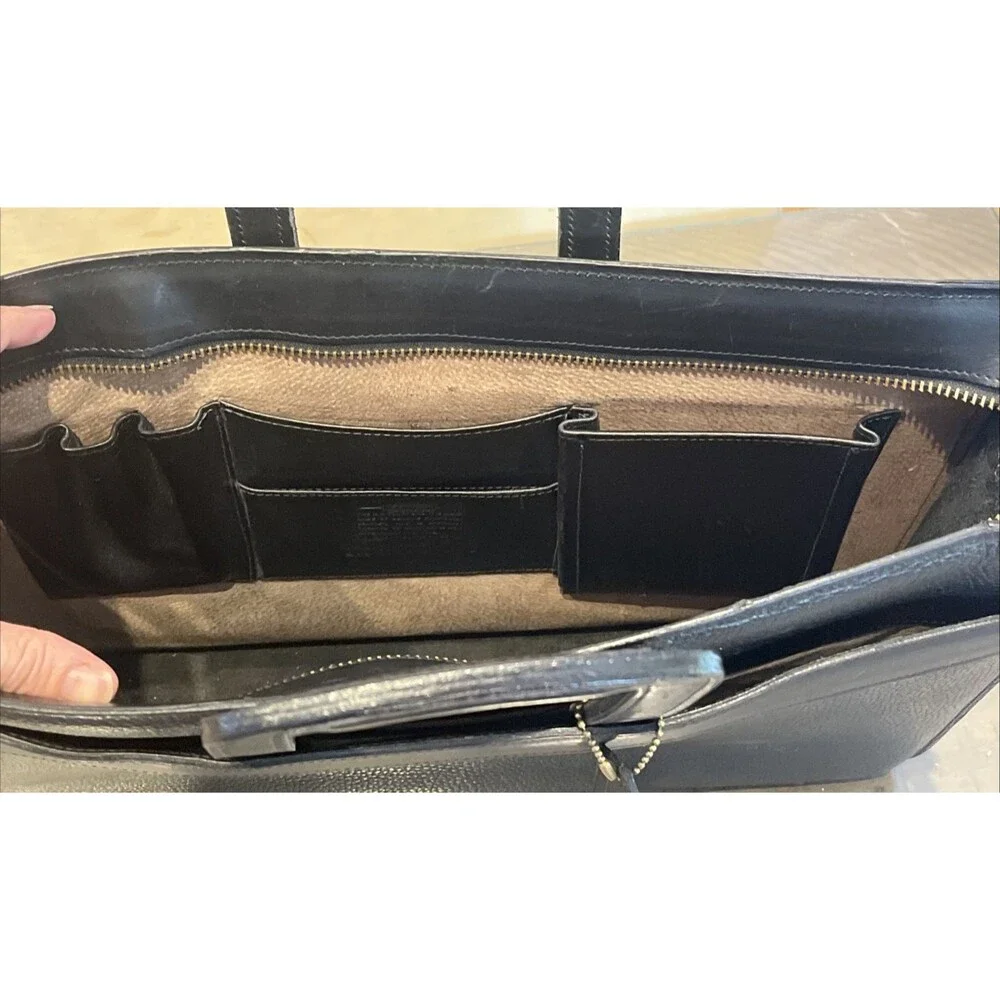 VTG Coach Black Leather Associate Bag Messenger Briefcase Lux Tote Purse 5203